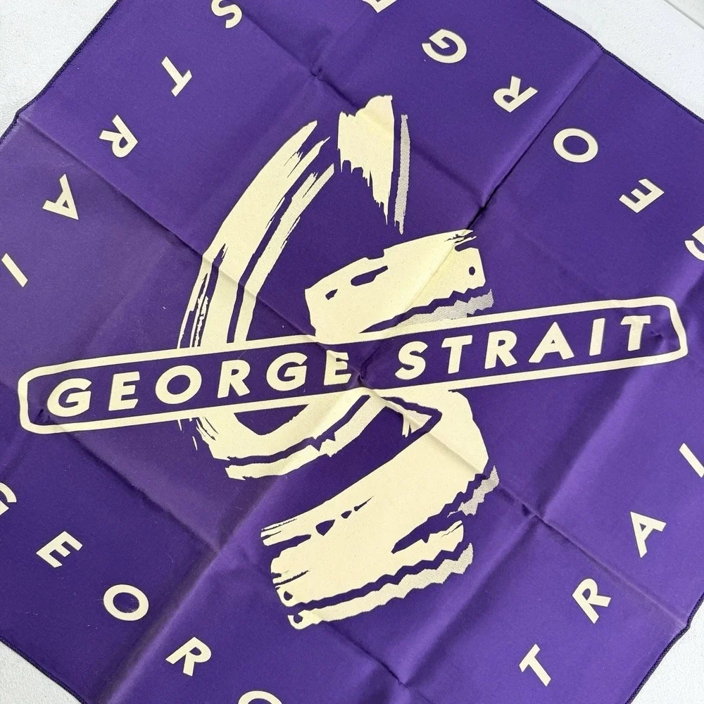 Vintage George Strait Country Music Purple Bandana Scarf 21